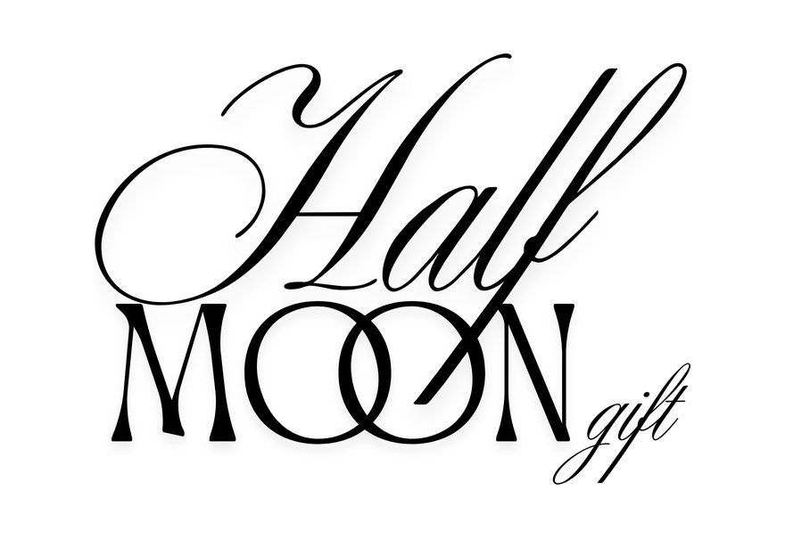 HALFMOON.GIFT primary logo, black on white