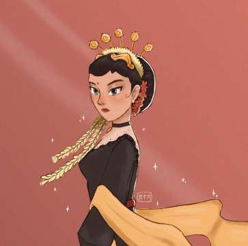 Character illustration, gold crown
